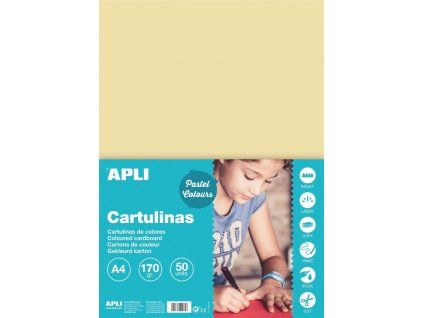 Barevný papír Apli A4 170 g/m2, krémová barva, hladký matný polokarton
