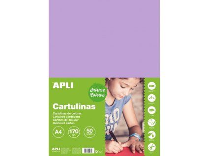 Barevný papír Apli A4 170 g/m2 světle fialový, hladký matný polokarton