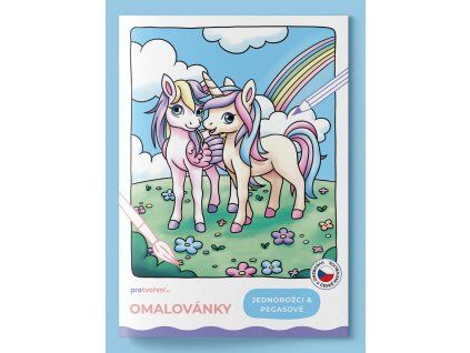 Omalovánky pro děti Jednorožci a Pegasové, sešit A5 s omalovánkami a úkoly pro předškoláky