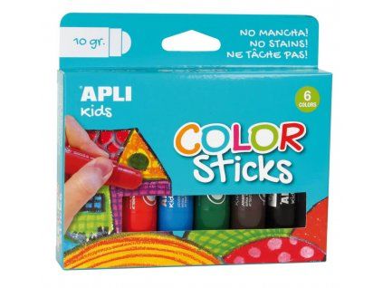 Apli Color Sticks suché temperové barvy v tyčince, sada 6 ks, mix barev