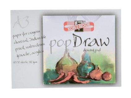 Koh-I-Noor Blok Pop Draw A3 180 g, 30 listů, bílý, lepená vazba v hlavě bloku
