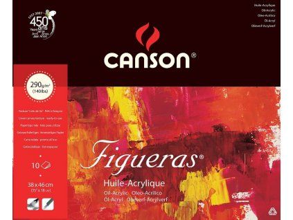 Canson Figueras Oil 290g blok 10 listů 38x46 cm, papír na olejomalbu s texturou plátna