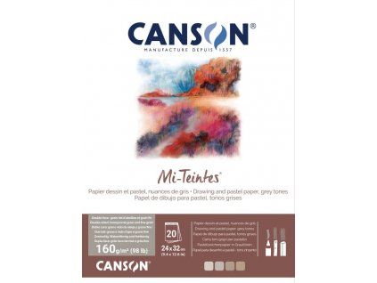 Canson Mi-Teintes lepený blok 20 listů 24x32 cm, 160 g, šedé tóny