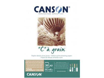 Canson C a Grain 250g A3 lepený blok 30 listů, barevný papír okr pro pastel a kresbu