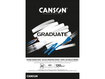 Canson Graduate Drawing Black A4, lepený blok s černými listy 120g, 20 listů