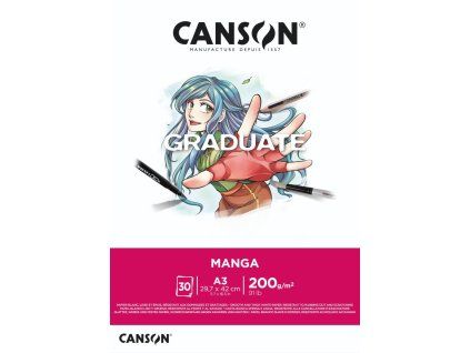 Canson Graduate Manga skicák A3, 30 listů hladkého bílého papíru 200 g/m2 pro manga a komiks