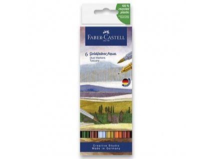 Faber-Castell Goldfaber Aqua Dual Markers Tuscany, sada 6 oboustranných popisovačů s inkoustem na vodní bázi