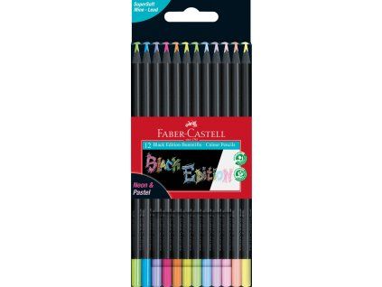 Faber-Castell Black Edition trojhranné pastelky 12 barev, pastelové a neonové odstíny
