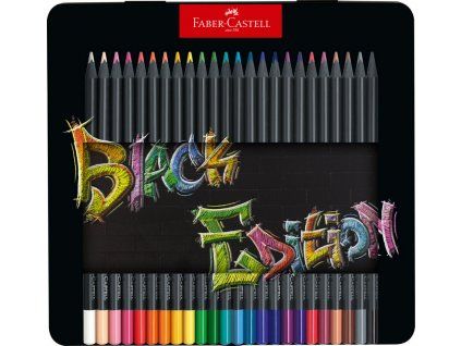 Faber-Castell Black Edition trojhranné pastelky, sada 24 barev v plechové krabičce