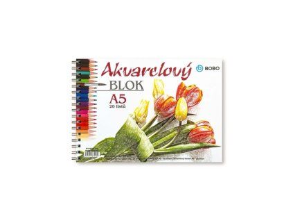 Akvarelový blok BOBO 250 g/m2, formát A5, 20 listů, kroužková Twin Wire vazba