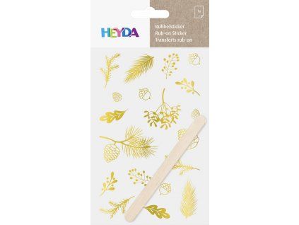 Heyda propisot zlatý 10x19 cm, suchý obtisk s motivem větvičky, aršík s různými motivy