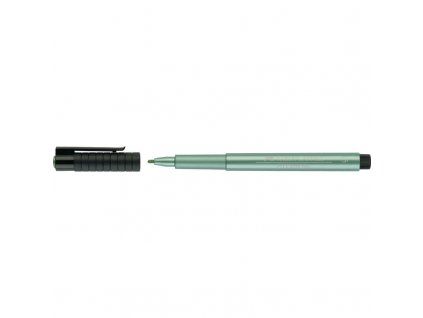 Faber-Castell Pitt Artist Pen Metallic 1,5 mm, metalický popisovač v zelené barvě