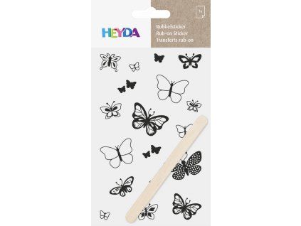 Heyda propisot černý 10x19 cm s motivy motýlů, suchý obtisk na papír, sklo i dřevo