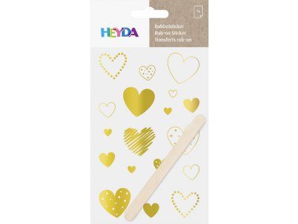 Heyda propisot zlatý, aršík 10x19 cm s motivem srdce, suché obtisky pro dekorování