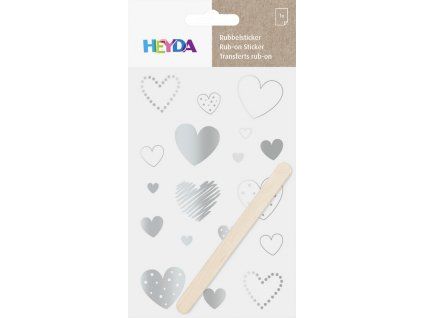Heyda propisot stříbrný 10x19 cm, suchý obtisk s motivem srdce na aršíku
