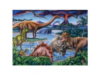 Diamantové malování 30x40 cm s motivem dinosaurů, hotová mozaika z kamínků