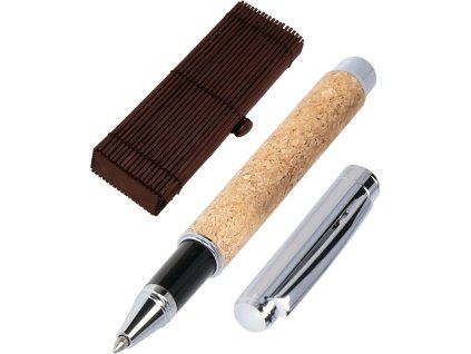 Online inkoustový roller Cork v bambusovém dárkovém boxu, korkový úchop a kovové tělo