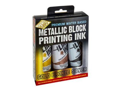 EssDee Premium sada tiskařských barev 3x100 ml, metalické odstíny zlato, stříbro, bronz