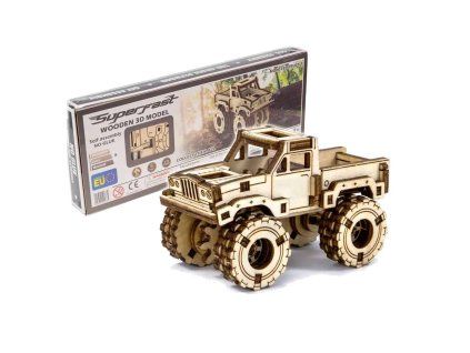 Dřevěný monster truck puzzle bez lepení