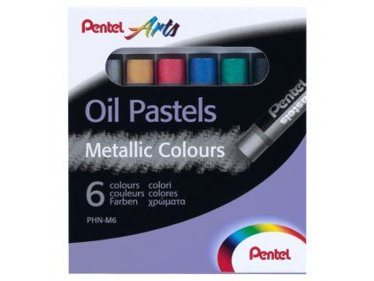 Pentel olejové pastely sada 6 metalických barev, kresba na papír, plátno a dřevo