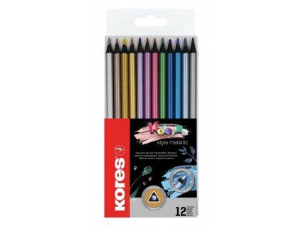 Kores Kolores Style Metallic 93316 trojhranné pastelky, sada 12 metalických barev