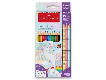 Faber-Castell Colour Grip akvarelové pastelky sada 10+3 ks, motiv Jednorožec