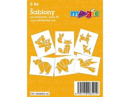 Magic papírové šablony sada 6 ks, motiv Geometrik zoo, série R1