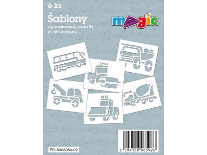 Papírové šablony Magic sada S1 Doprava II, 6 motivů pro kreativní tvoření a dekorování