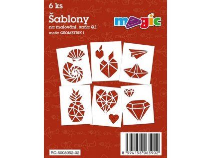 Magic papírové šablony sada Q1 Geometrik I, 6 motivů s geometrickými vzory pro dekorování