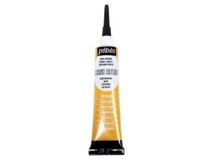 Pébéo Cerne Relief Rich Gold 20 ml, zlatá metalická kontura na sklo a porcelán