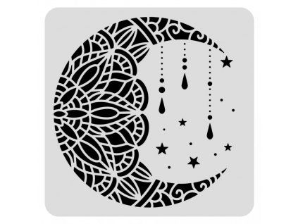 Plastová šablona FINGER Inspire 30 x 30 cm s motivem Mandala měsíc pro dekorování