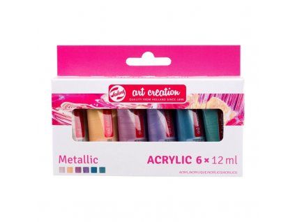 Sada metalických akrylových barev Talens Art Creation Acrylic, 6 tub po 12 ml