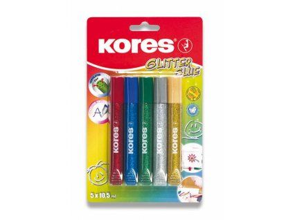 Kores Glitter Glue sada 5 dekoračních lepidel s glitrem, 5 x 10,5 ml