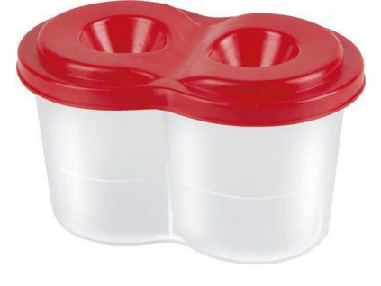 Panta Plast dvoukomorový kelímek na vodu s víčkem, červená varianta, pro vodové barvy