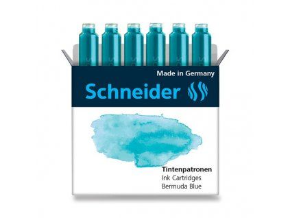 Schneider inkoustové bombičky 6 ks, oceánově modrý inkoust pro plnící pera