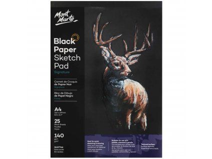 Mont Marte skicovací blok A4 s černým papírem 140 g/m2, 25 listů, texturovaný