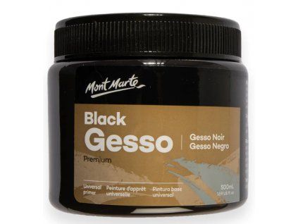 Mont Marte akrylový šeps gesso 500 ml černý, základní nátěr na plátno a papír