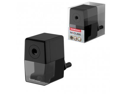 Mechanické ořezávátko na klíček ErichKrause M-Cube černé, velká nádoba na hoblin