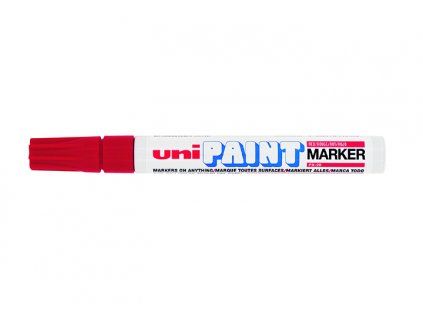 Uni PX-20 červený lakový popisovač s klínovým hrotem 2,2 až 2,8 mm, hliníkové tělo
