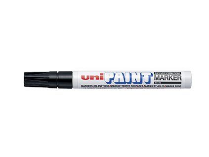 Uni PX-20 lakový popisovač černý, klínový hrot 2,2 až 2,8 mm, hliníkové tělo