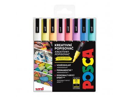 Uni Posca PC-3M akrylový popisovač 0,9-1,3 mm, sada 8 pastelových tónů