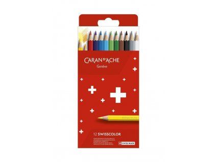 Caran D'ache Swisscolor permanentní pastelky, sada 12 barev v kartonové krabičce