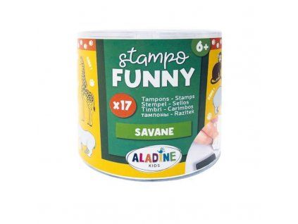 Sada 17 gumových razítek Aladine Stampo Funny s motivy ZOO zvířat na silné pěnové gumě