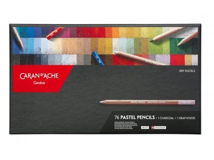 Caran D'Ache Pastel Pencils sada 76 barev, grafitová tužka a uhel v kartonovém boxu