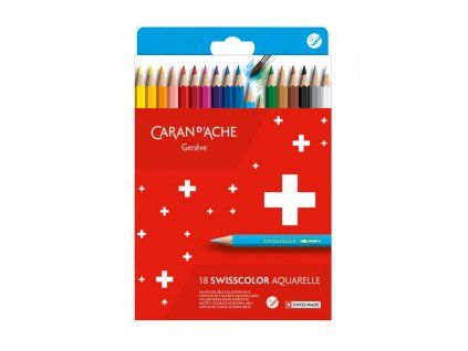 Caran D'ache Swisscolor sada 18 akvarelových pastelů v kartonové krabičce s motivem Švýcarska