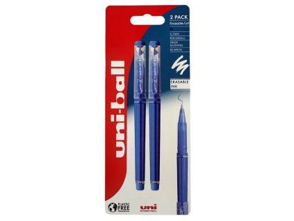 UNI Erasable Gel gelové gumovací pero s víčkem, modrý inkoust, balení 2 ks v blistru