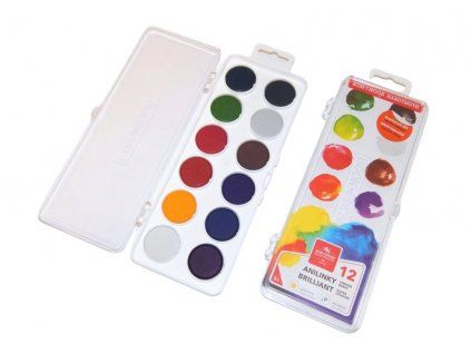 Koh-i-Noor Anilinky brilantní vodové barvy, sada 12 tablet průměru 30 mm