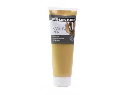 Akrylová barva Molenaer 250 ml, metalický odstín zlatá, vodní báze, vyrobena v Holandsku
