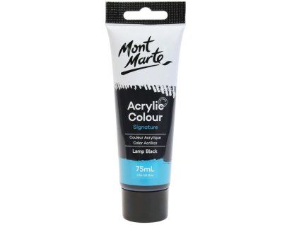 Mont Marte akrylová barva 75 ml, odstín černá Lamp Black, tuba s krémovou konzistencí