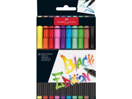 Faber-Castell Black Edition Brush sada 10 fixů se štětcovým hrotem, základní barvy